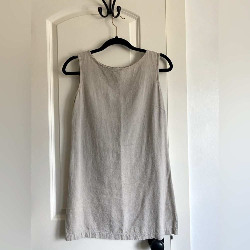 Vintage linen sleeveless beige dress size small